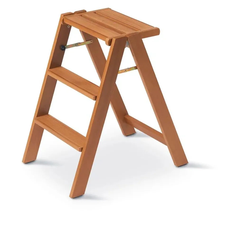 BOXED MIGON 2.19FT WOOD STEP LADDER WITH HANDRAILS (1 BOX)