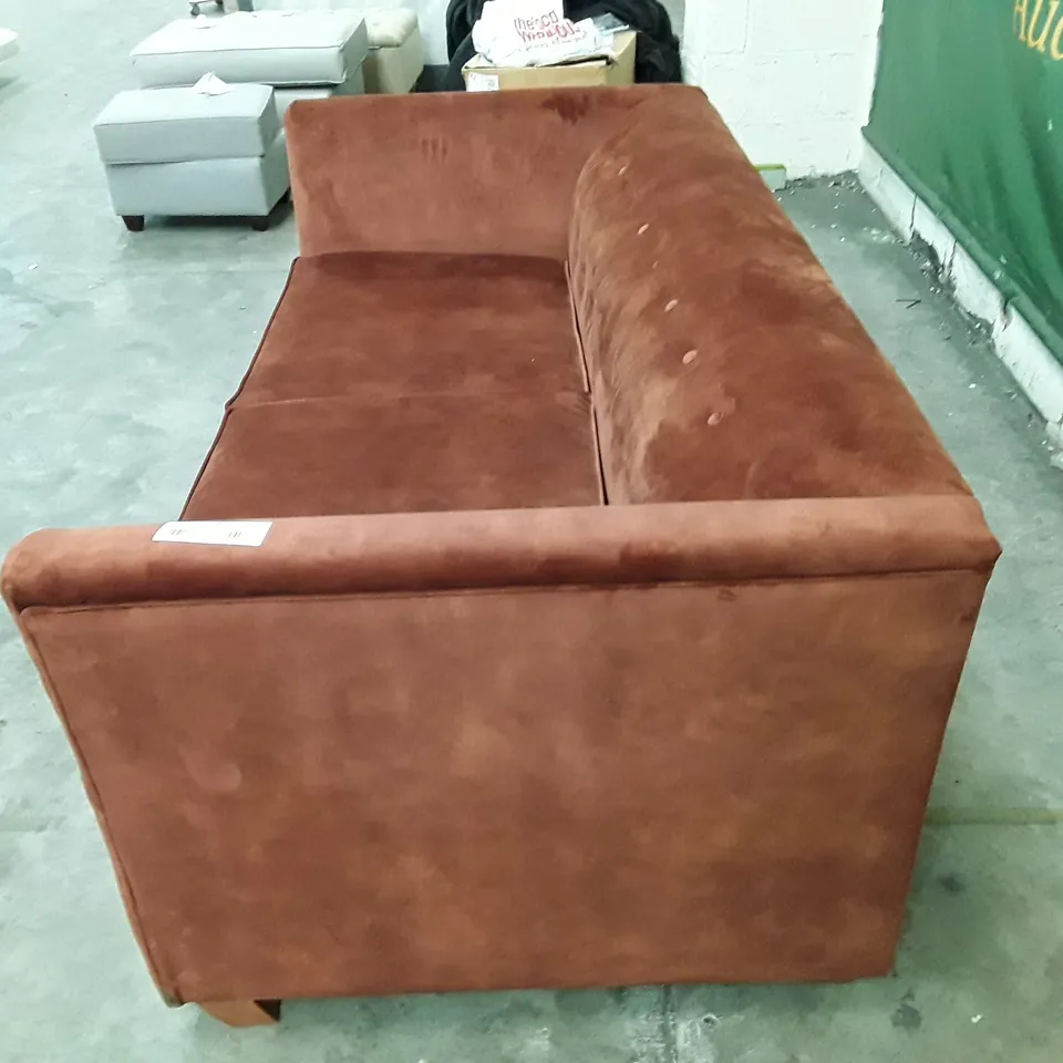 QUALITY DESIGNER GASTARD 3 SEATER SOFA BED -  BROWN VELVET FABRIC