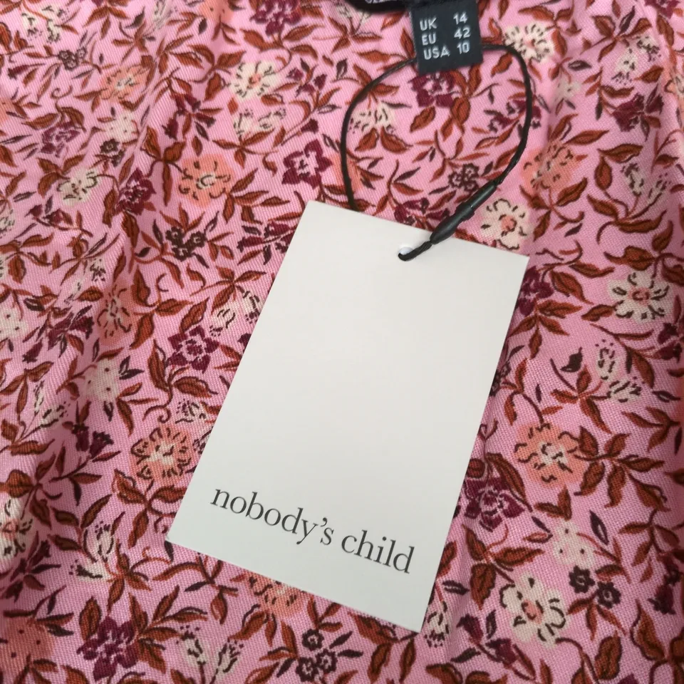 NOBODY'S CHILD ATLAS MIDI DRESS – UK 14 – PINK FLORAL
