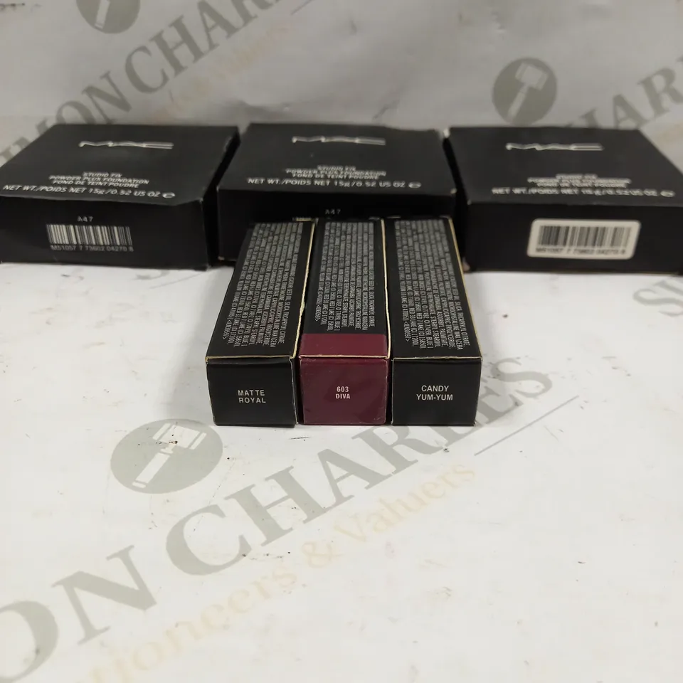 BOX OF 6 MAC MAKE-UP SELECTION TO INCLUDE POWDER PLUS FOUNDATION & MATTE LIPSTICK 