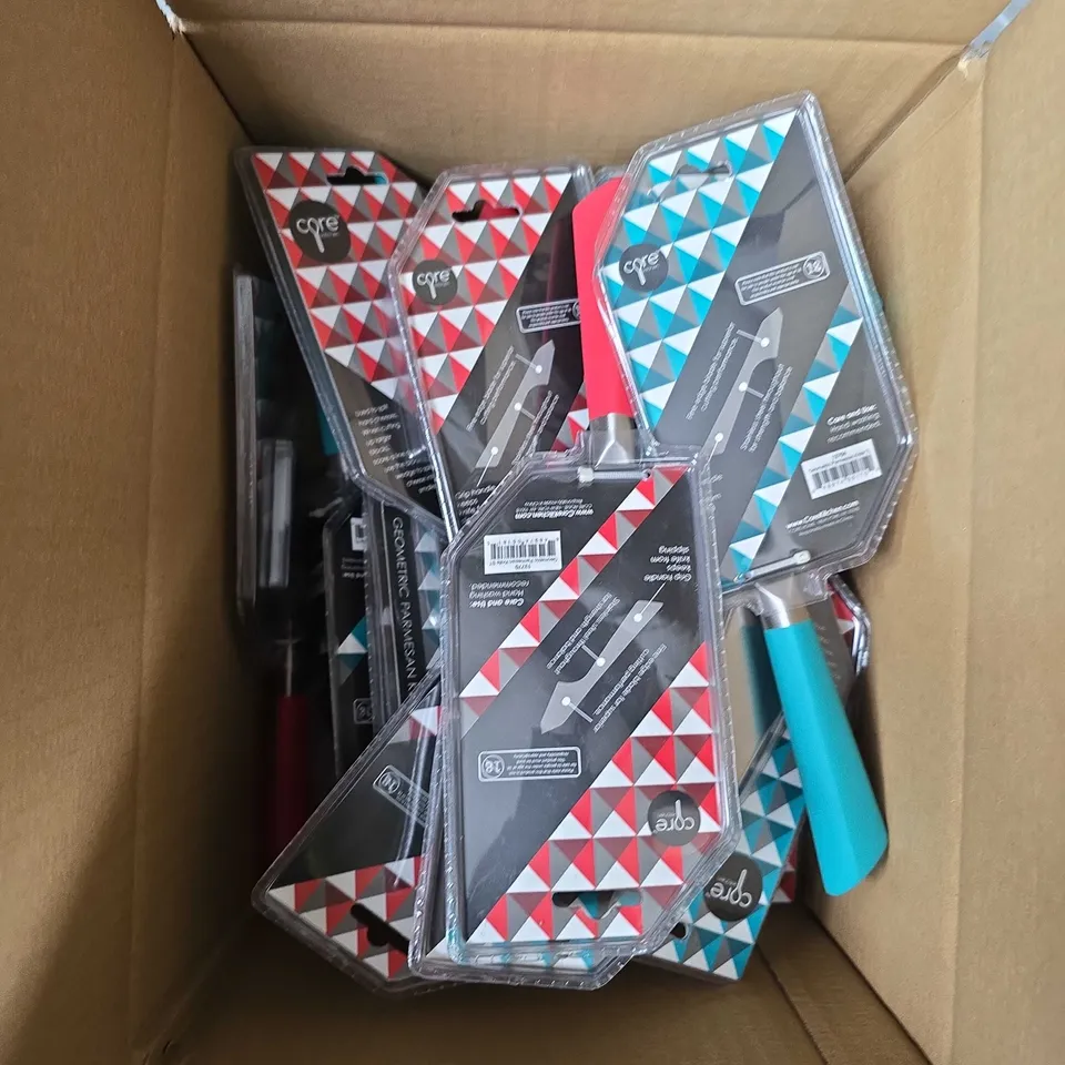 APPROXIMATELY 20 CORE KITCHEN PARMESAN CHEESE KNIVES 3.5" BLADE 2 COLOURS