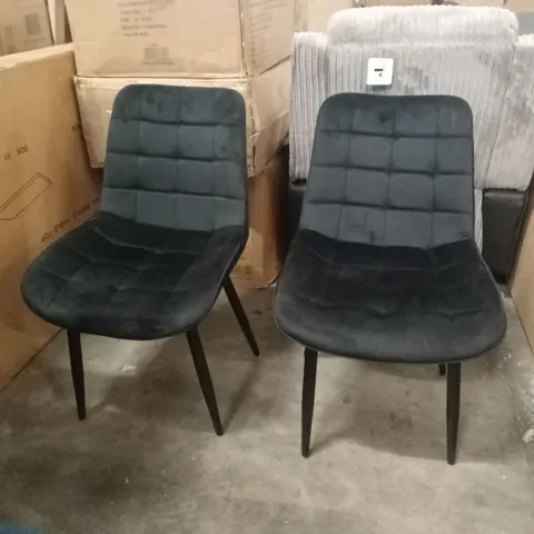 SET OF 2 DESIGNER BLACK VELVET DINING CHAIRS