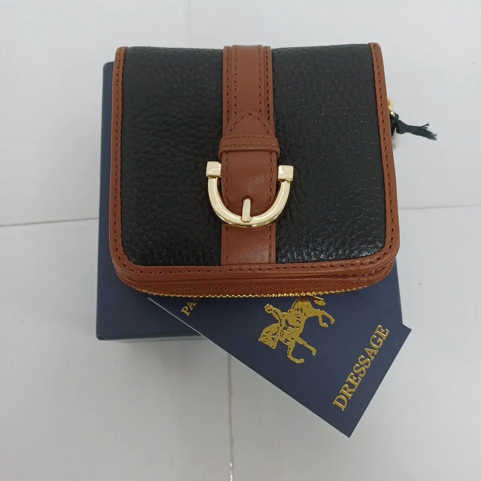 BOXED PAUL COSTELLOE DRESSAGE WALLET IN NAVY/BROWN 