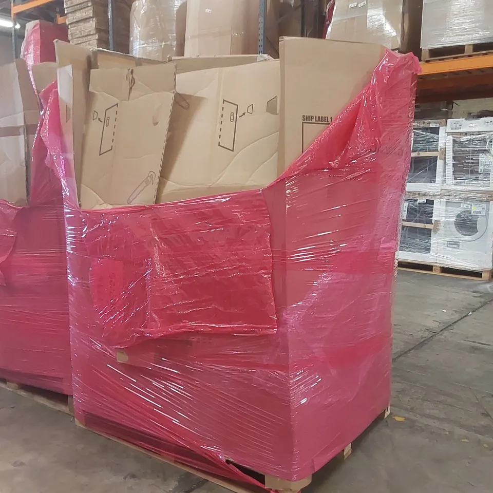 PALLET OF ASSORTED ITEMS INCLUDING: FULL LENGTH MIRROR, AIR COOLERS, RETRACTABLE SAFETY GATE, PORTABLE BBQ GRILL, FLOWER STAND ECT