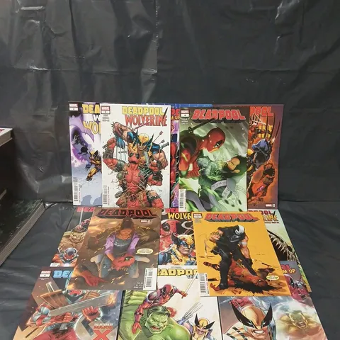 APPROXIMATELY 12 ASSORTED MARVEL COMICS TO INCLUDE DEADPOOL, DEADPOOL TEAM-UP, DEADPOOL & WOLVERINE