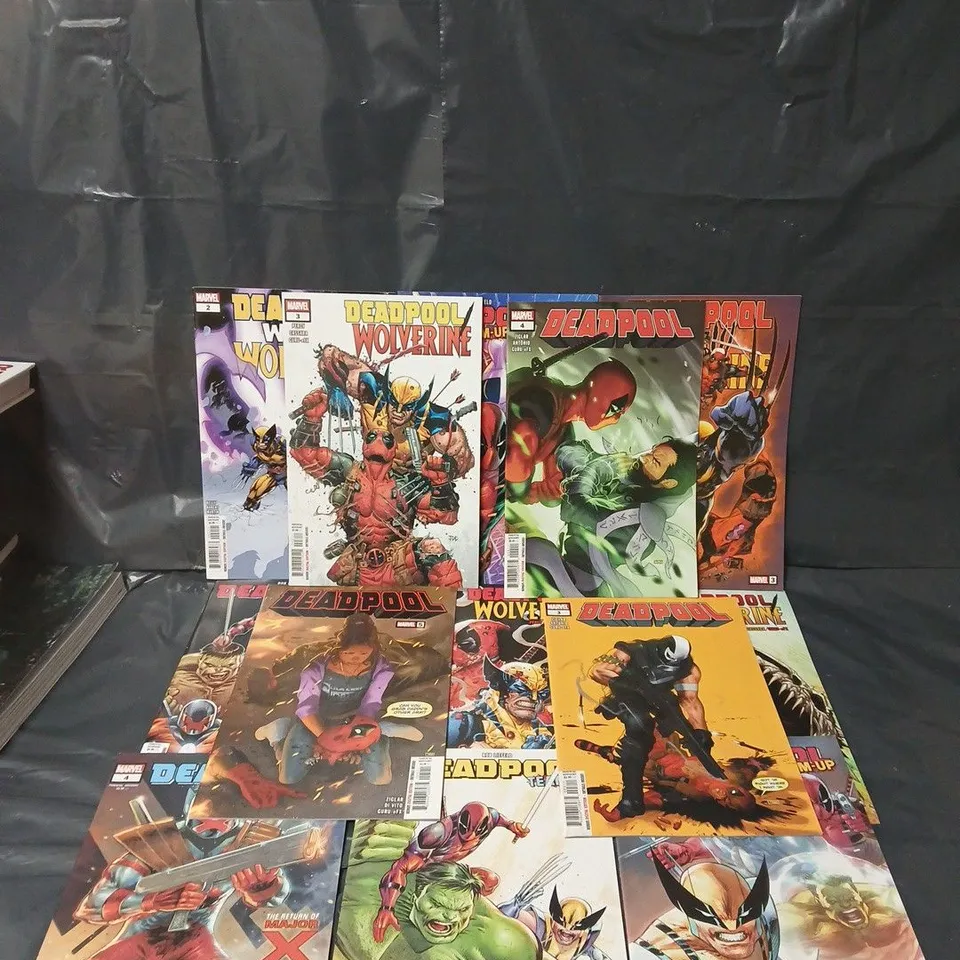 APPROXIMATELY 12 ASSORTED MARVEL COMICS TO INCLUDE DEADPOOL, DEADPOOL TEAM-UP, DEADPOOL & WOLVERINE