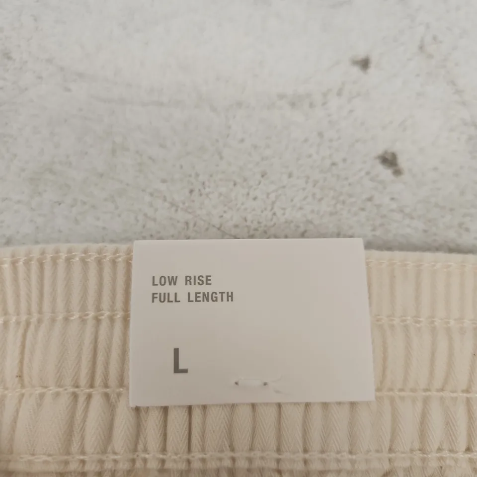 ZARA RELAXED FIT LOW RISE FULL LENGTH TROUSERS – BEIGE, WOMEN'S, SIZE L (EU/USA 32)