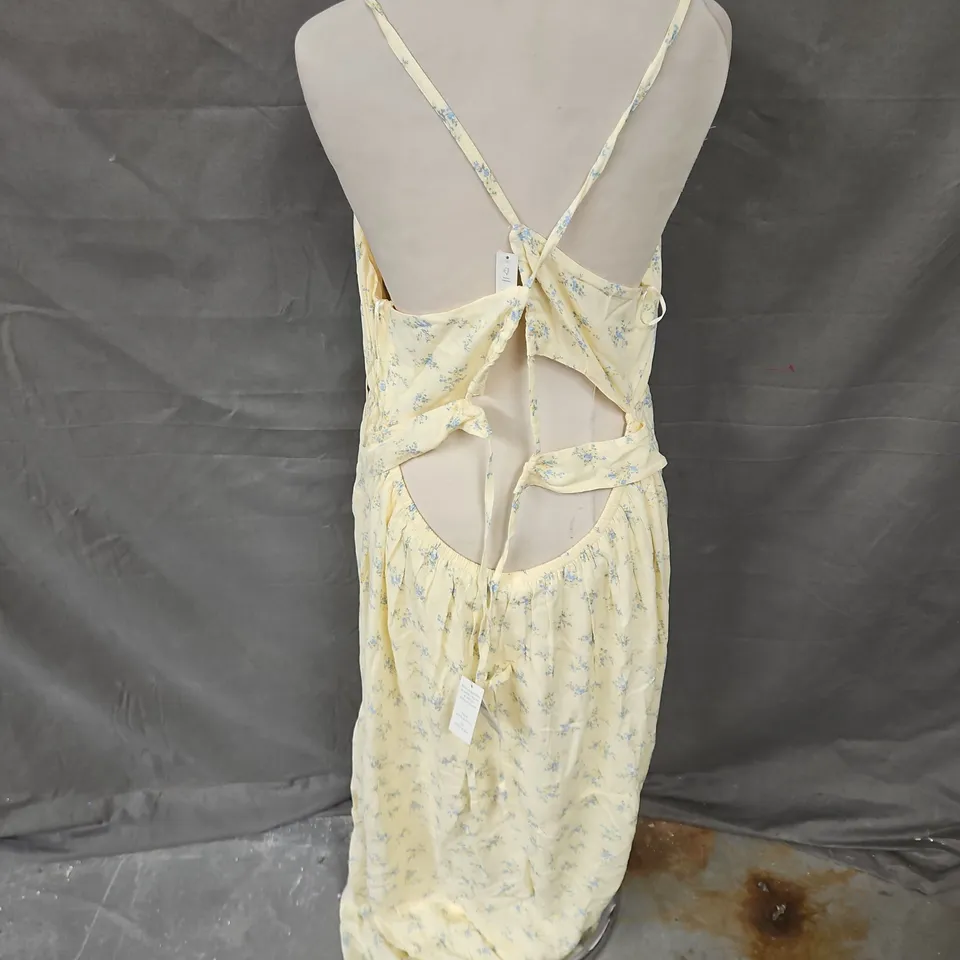 HOLLISTER OPEN BACK MIDI DRESS IN YELLOW FLORAL SIZE XXL