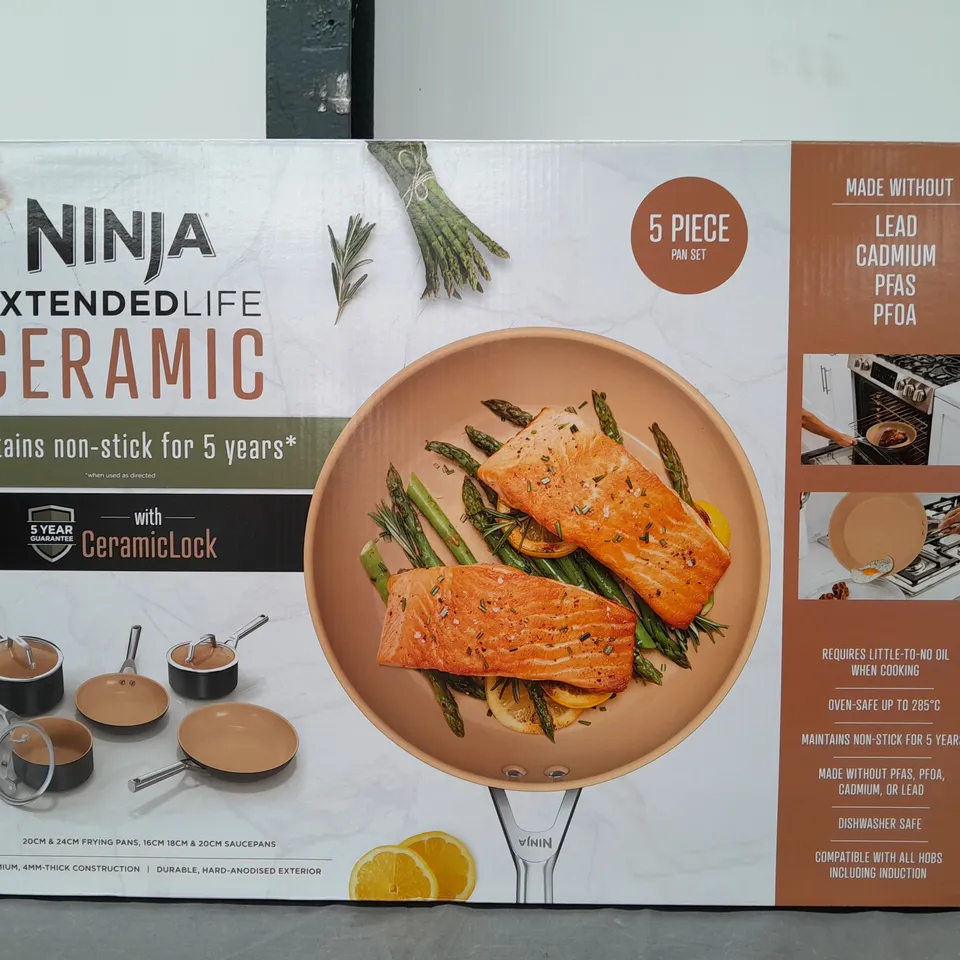 BOXED NINJA EXTENDED LIFE CERAMIC 5 PIECE COOKWARE SET CW95000UK