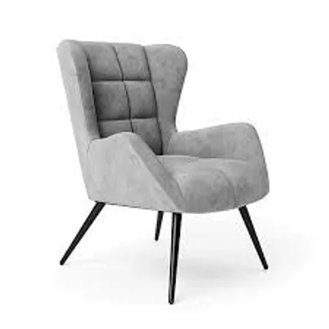 BOXED DALTON ACCENT CHAIR IN GREY VELVET