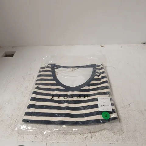 JIGSAW COTTON SLUB STRIPE BABY TEE – NAVY & CREAM, SIZE SMALL
