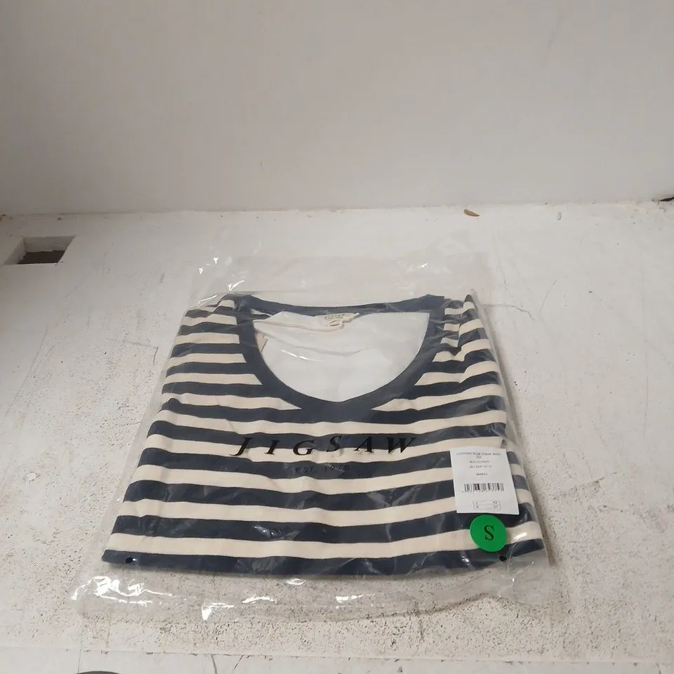 JIGSAW COTTON SLUB STRIPE BABY TEE – NAVY & CREAM, SIZE SMALL