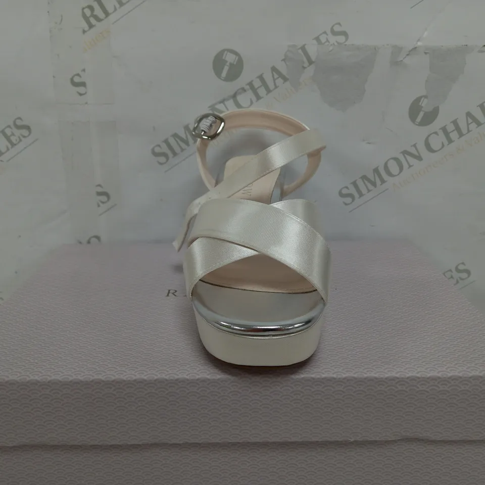 BOXED PAIR OF RAINBOW ZURI HIGH HEEL OPEN TOE SANDALS - UK 3