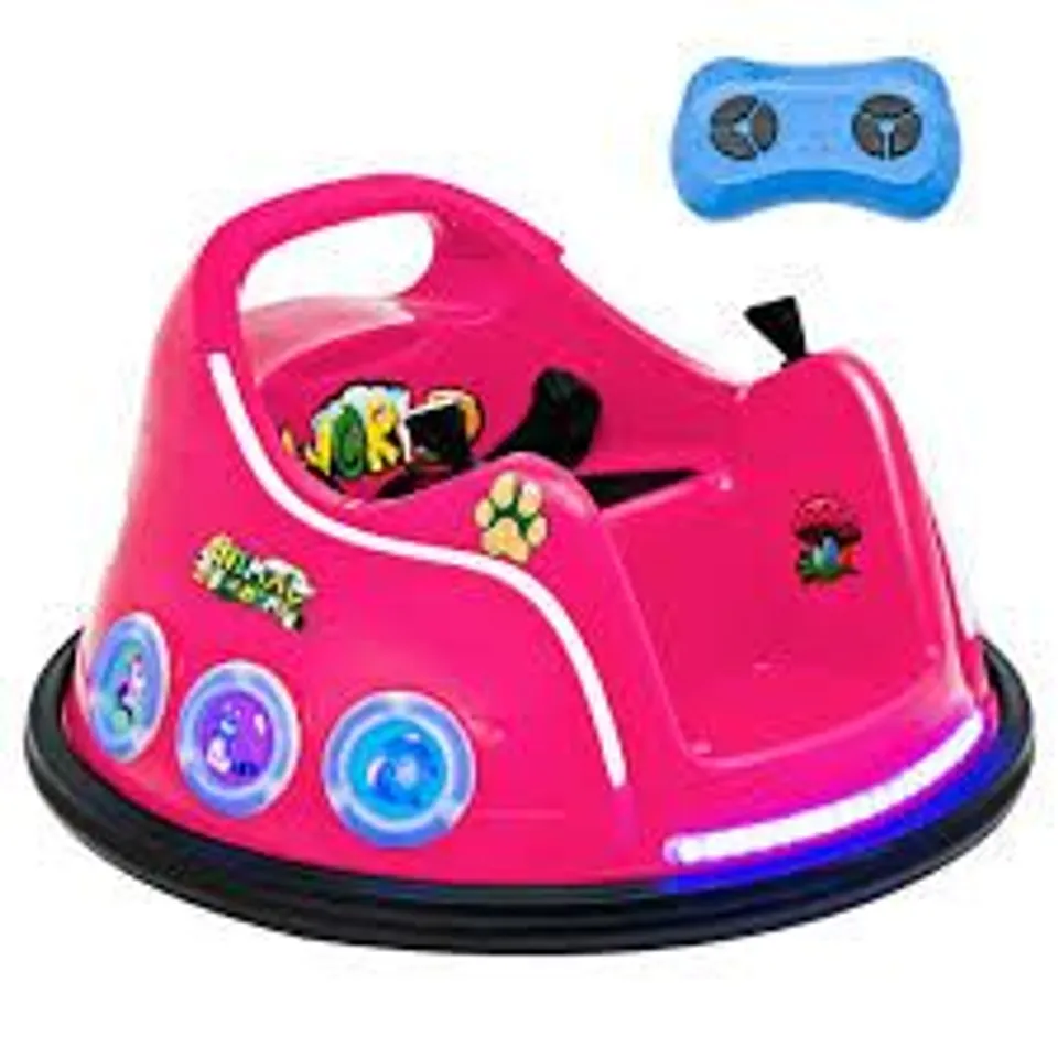 BOXED COSTWAY ELECTRIC BUMPER CAR WITH 360° SPIN AND REMOTE CONTROL FOR TODDLERS AND BABIES - PINK