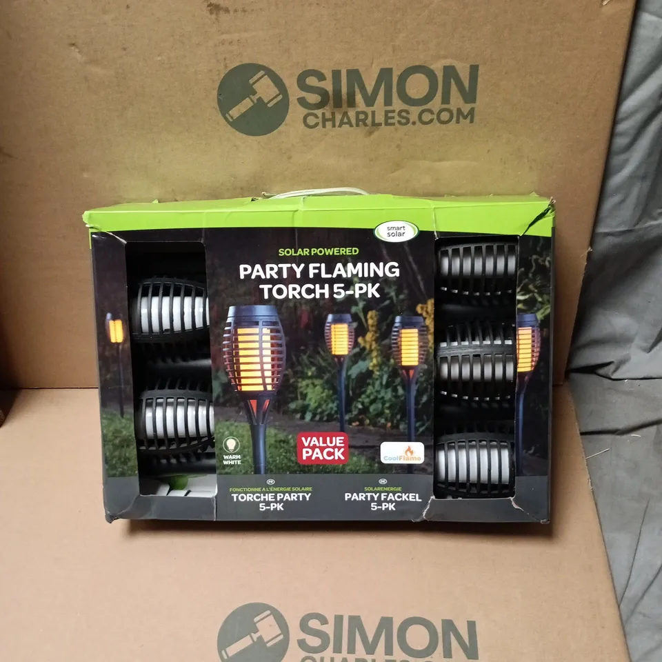 SOLAR POWERED PARTY TORCH 5-PACK – GARDEN OUTDOOR LIGHTING