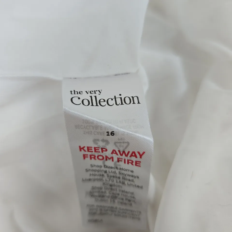 THE VERY COLLECTION WHITE EVENING DRESS WITH GOLD SUNBURST EMBROIDERY, UK SIZE 16
