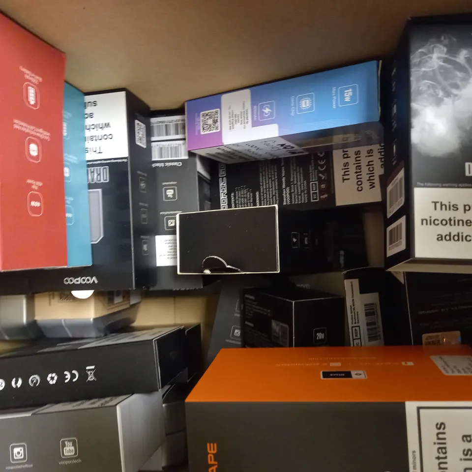 LOT OF 30 ASSORTED VAPING DEVICES & ACCESSORIES, TO INCLUDE VOOPOO, GEEKVAPE, ETC