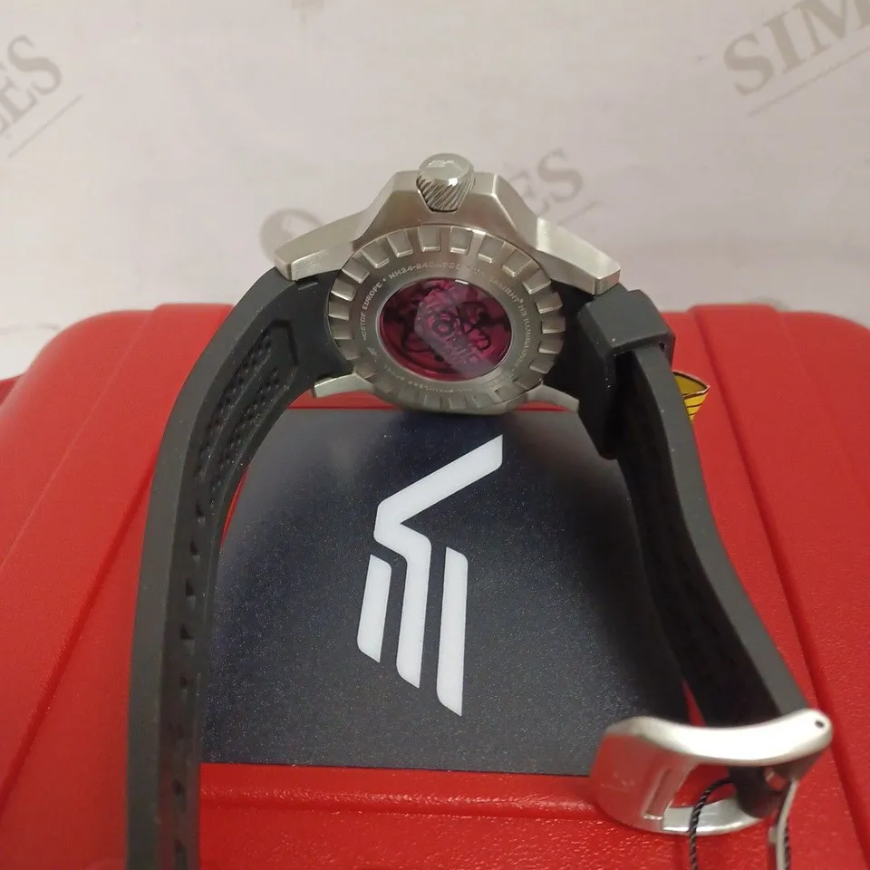 BOXED VOSTOK EUROPE WATCH - STAINLESS STEEL FACE - SKELETON BACK - LEATHER STRAP, RUBBER STRAP - TRIGALIGHT H3 ILLUMINATION - WATER RESISTANT 200M.