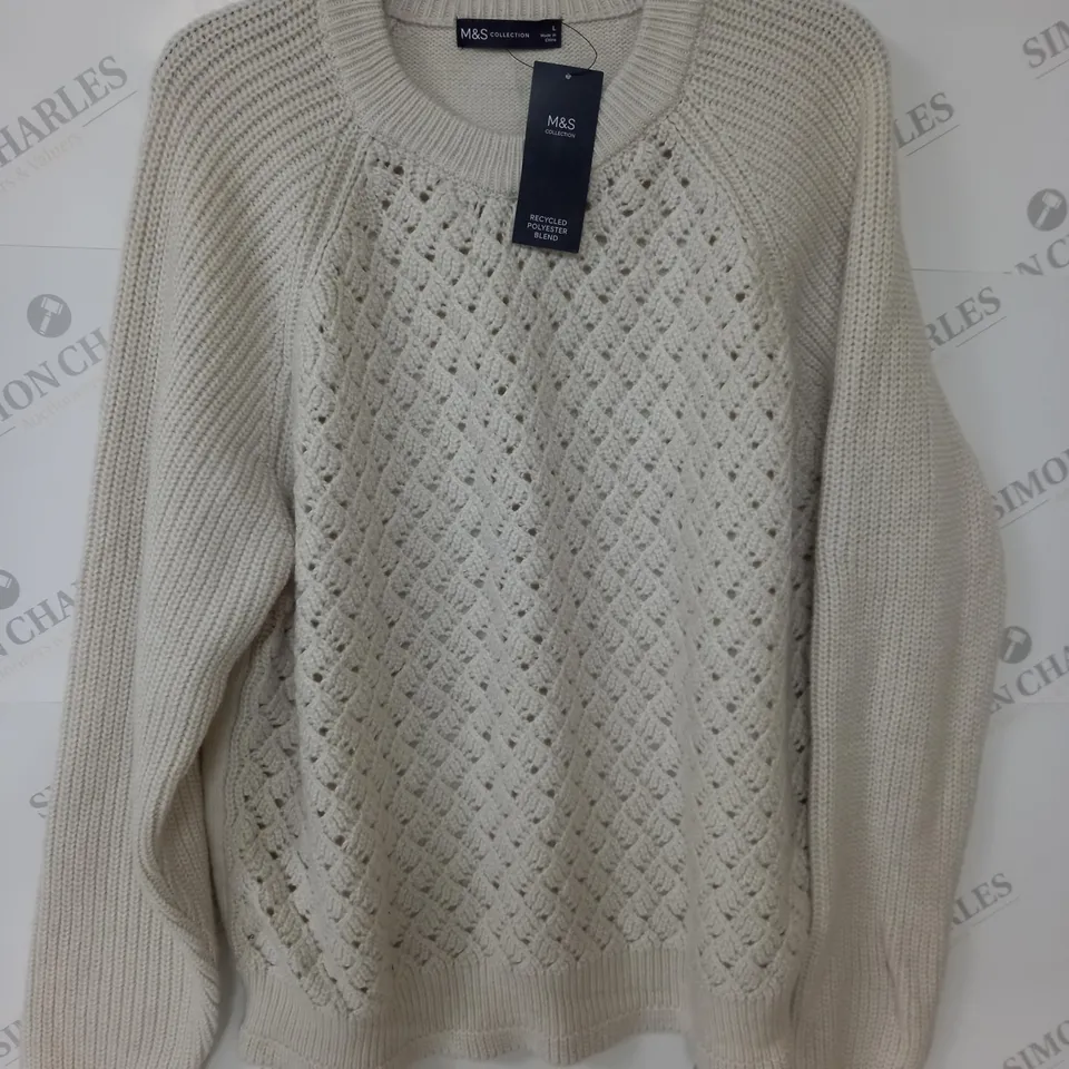 M&S COLLECTION CREW JUMPER IN CREAM - L