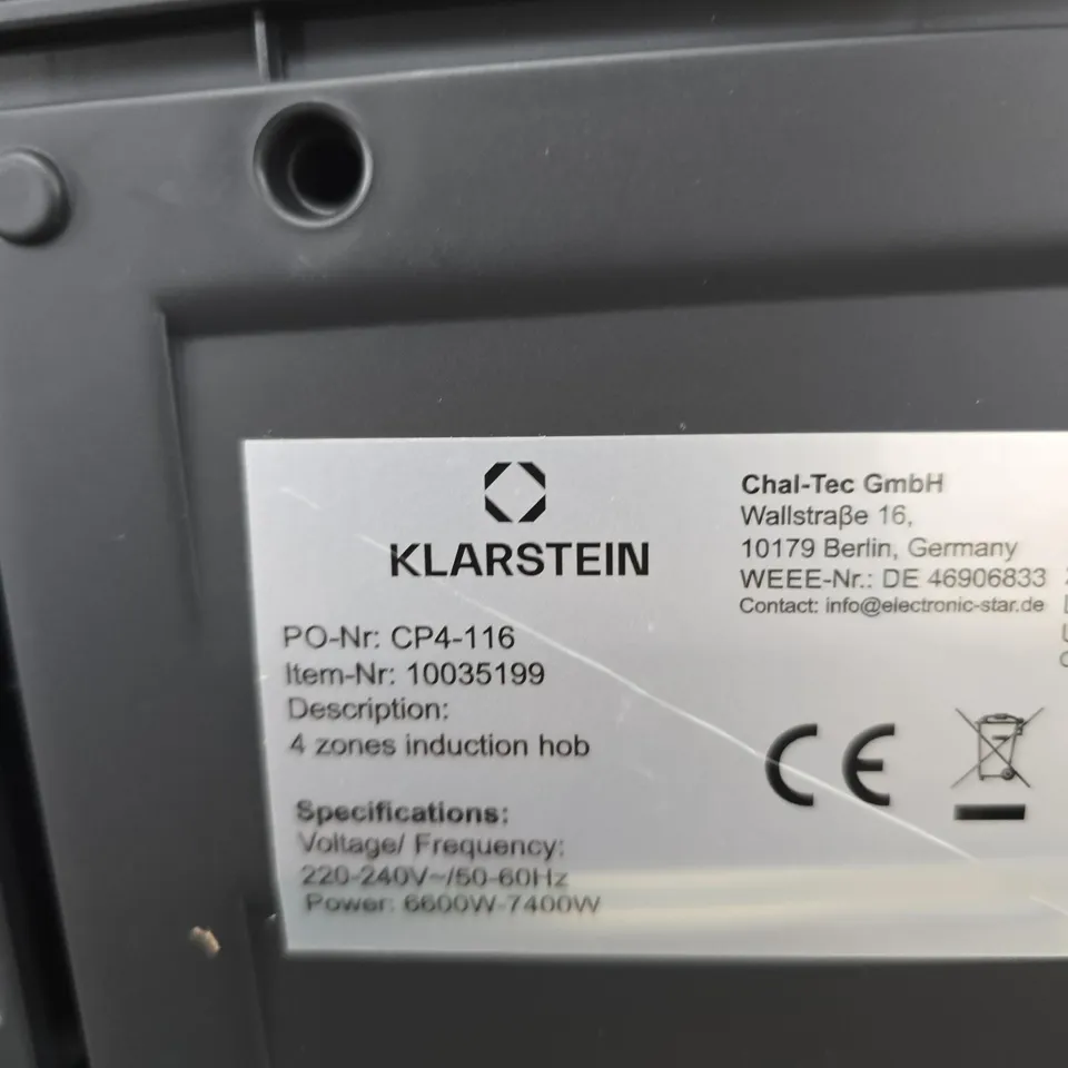 KLARSTEIN CP4-116 4-ZONE INDUCTION HOB