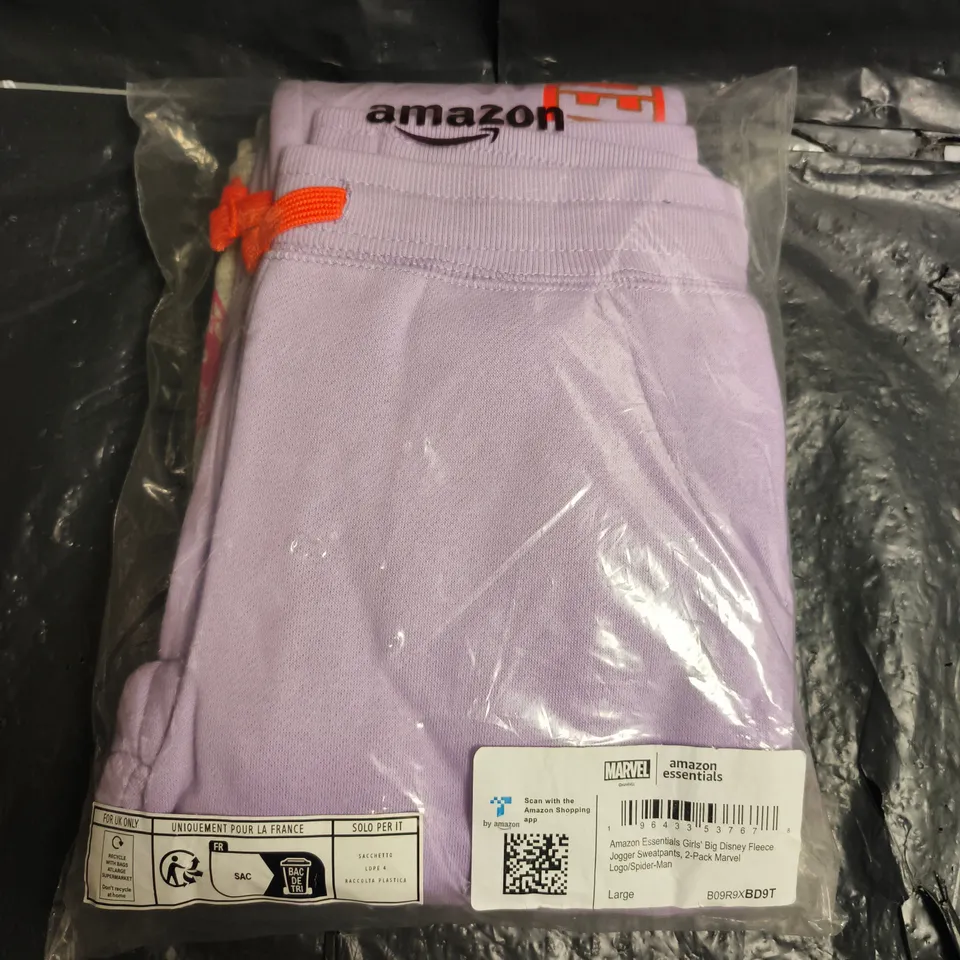 AMAZON ESSENTIALS GIRLS' DISNEY FLEECE JOGGER SWEATPANTS 2-PACK – MARVEL SPIDER-MAN - LARGE
