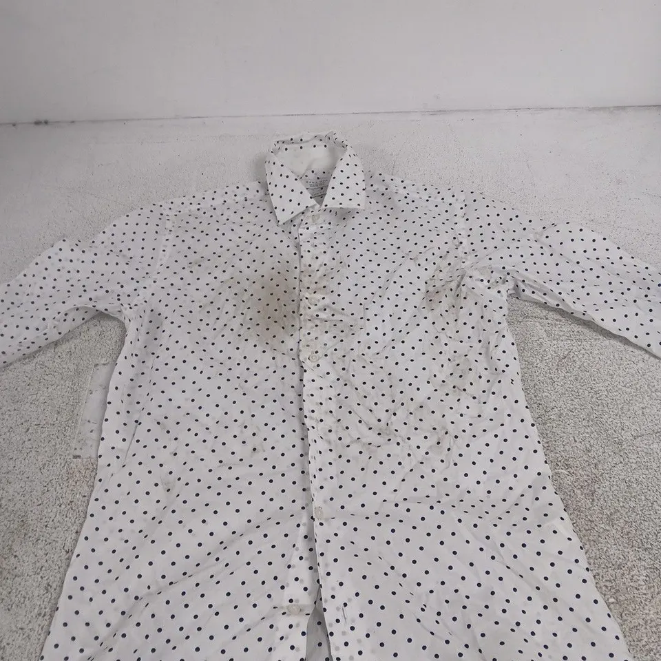 ZARA MAN SLIM FIT WHITE POLKA DOT SHIRT – UK S (EU 36, US S)
