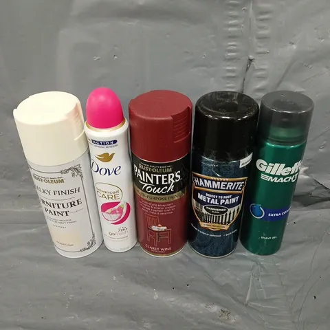 APPROXIMATELY 15 ASSORTED AEROSOL ITEMS TO INCLUDE PAINTERS TOUCH, FURNITURE PAINT, DEODORANT ETC - COLLECTION ONLY