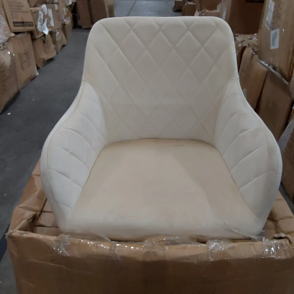 BOXED SET OF 2 DESIGNER CREAM VELVET CHAIRS 1 BOX]