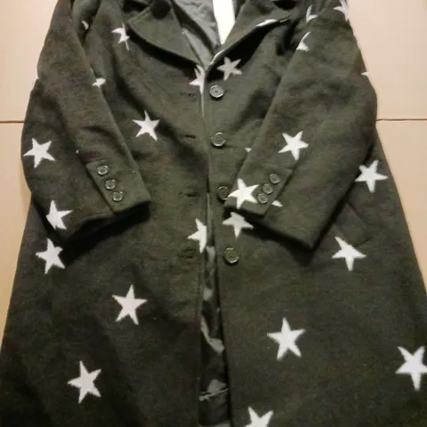 DANNII MINOGUE PETITES LADIES COAT BLACK WITH WHITE STARS SIZE 14