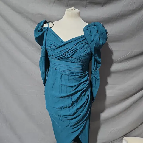 SELF-PORTRAIT TEAL DRAPED DRESS – UK 12 (US 8)