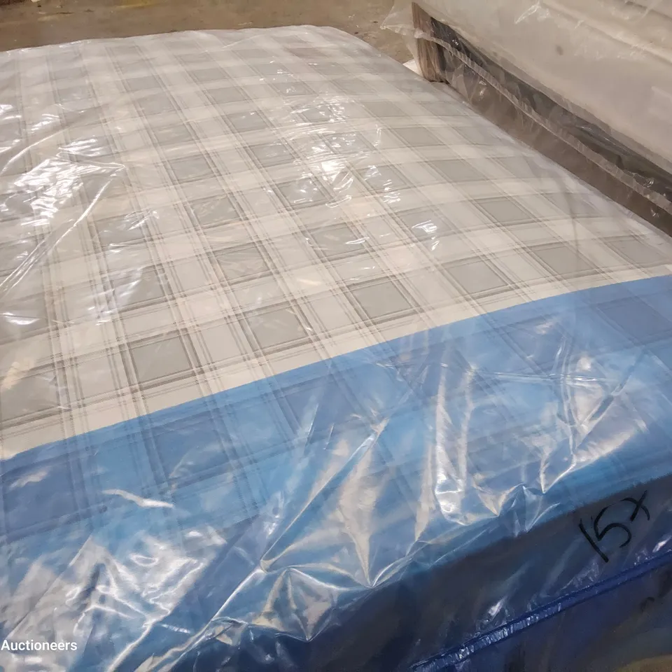QUALITY BAGGED 4' SMALL DOUBLE GREY TARTAN MATTRESS 