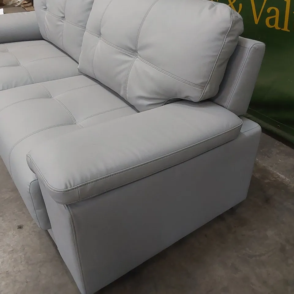 KANSAS 3 SEATER FAUX PU LEATHER SOFA - LIGHT GREY
