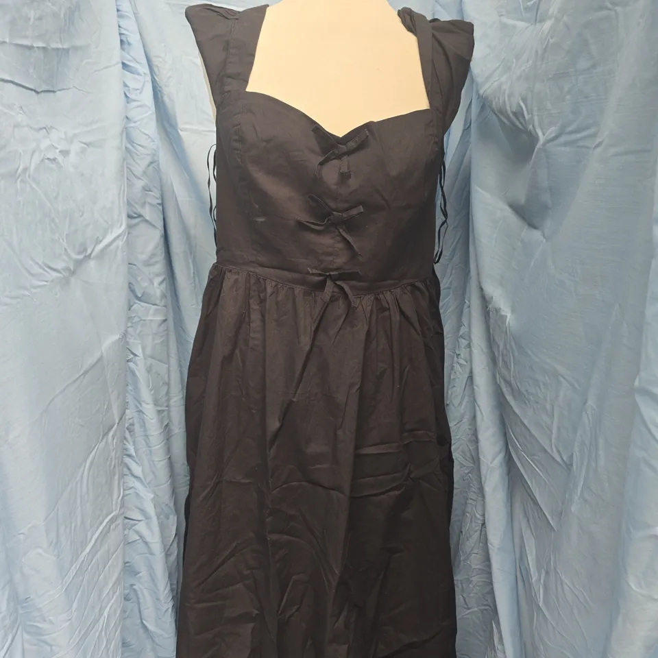 NOBODY'S CHILD HEIDI MIDI DRESS IN PLAIN BLACK SIZE UK 14
