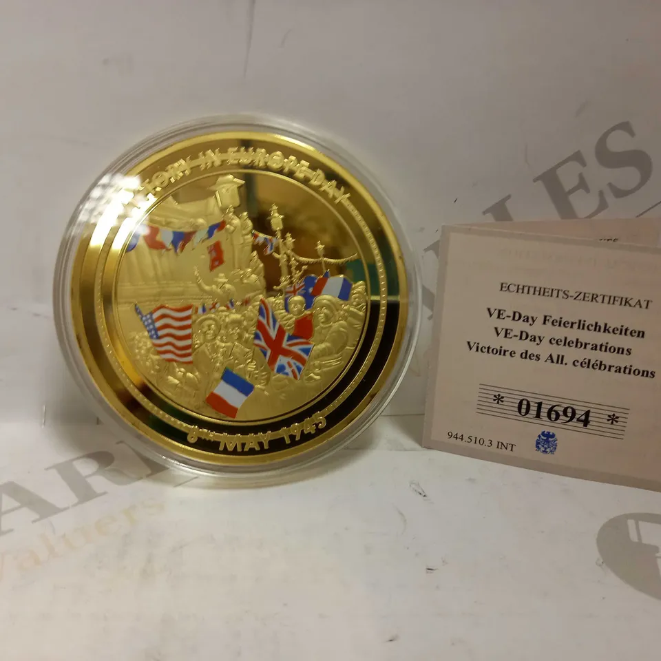 VE DAY CELEBRATIONS 1945 COMPLETE COLLECTIONS GOLD PLATED COIN