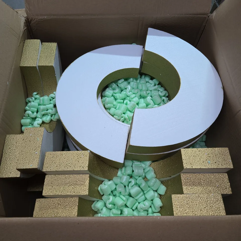 BOX OF APPROXIMATELY 20 GOLD EDGE POLYSTYRENE SEMI-CIRCLES - COLLECTION ONLY