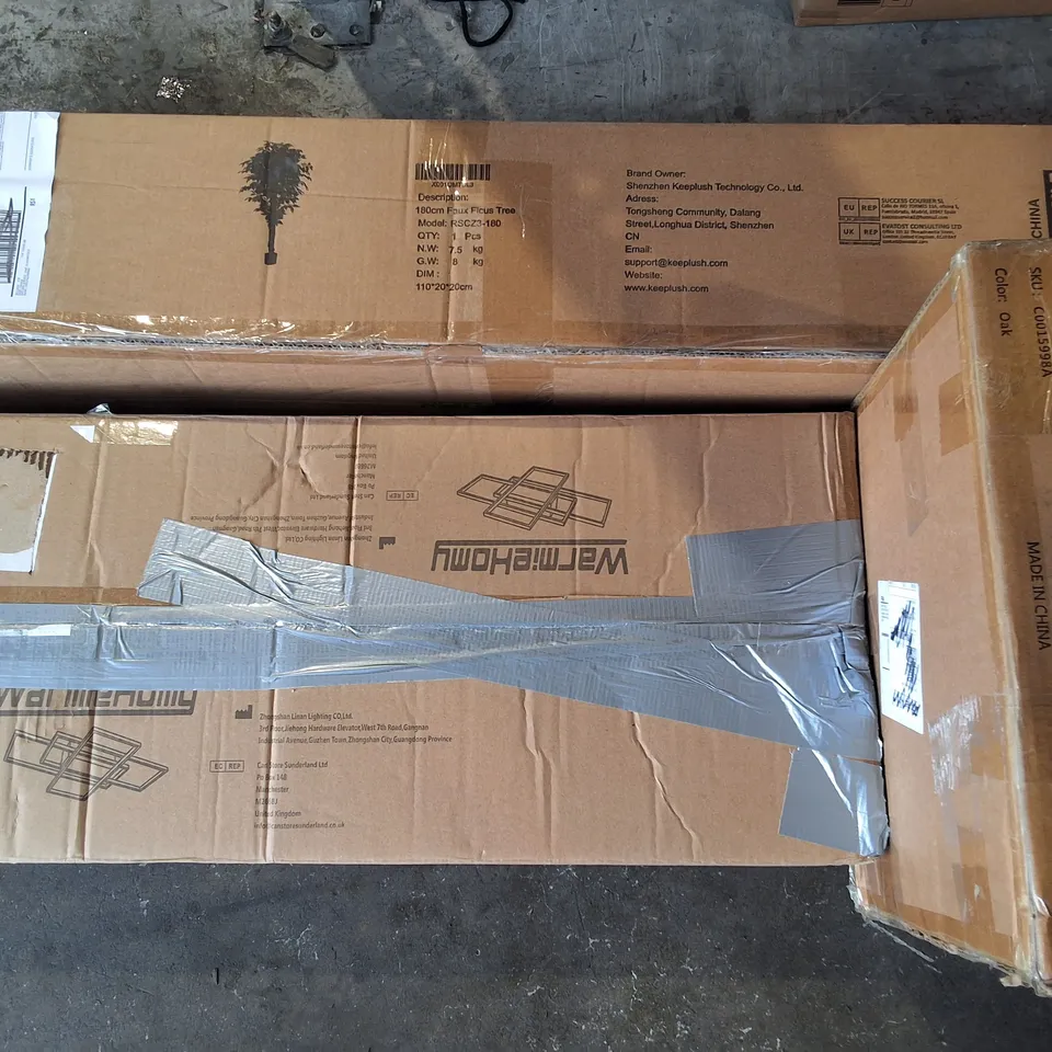 PALLET OF ASSORTED HOUSEHOLD ITEMS TO INCLUDE 180CM FAUX FICUS TREE, SCOOTER AND PRUNING SHEARS