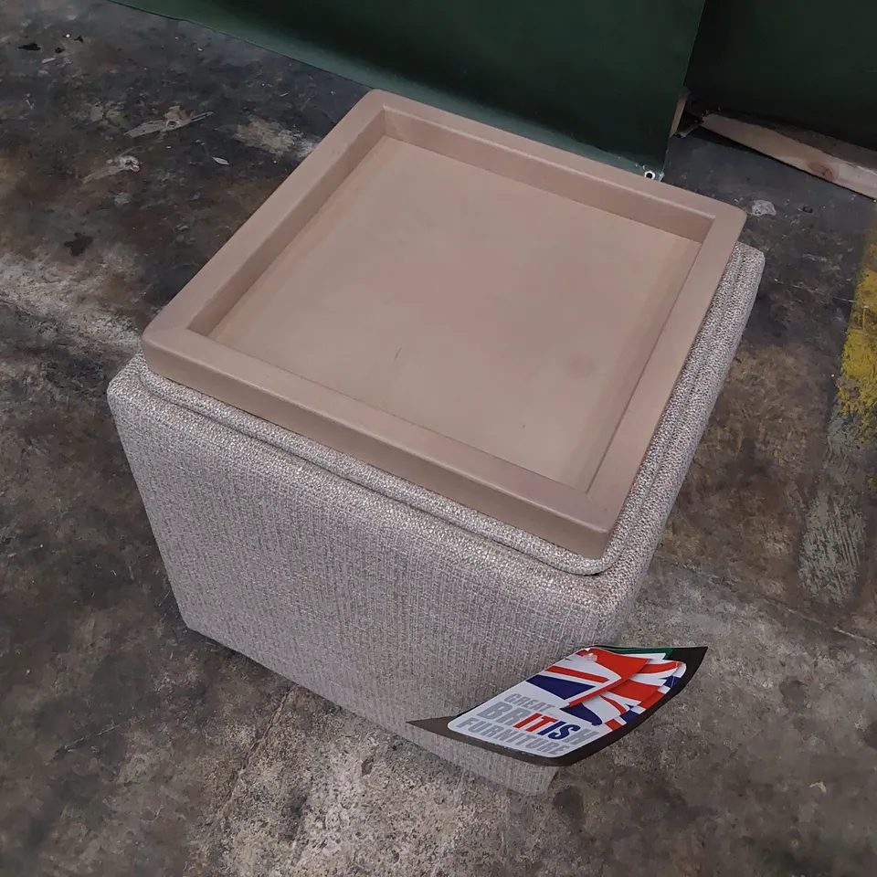 QUALITY BRITISH DESIGNER LOUNGE Co. TAYLOR STORAGE CUBE FAWN FABRIC