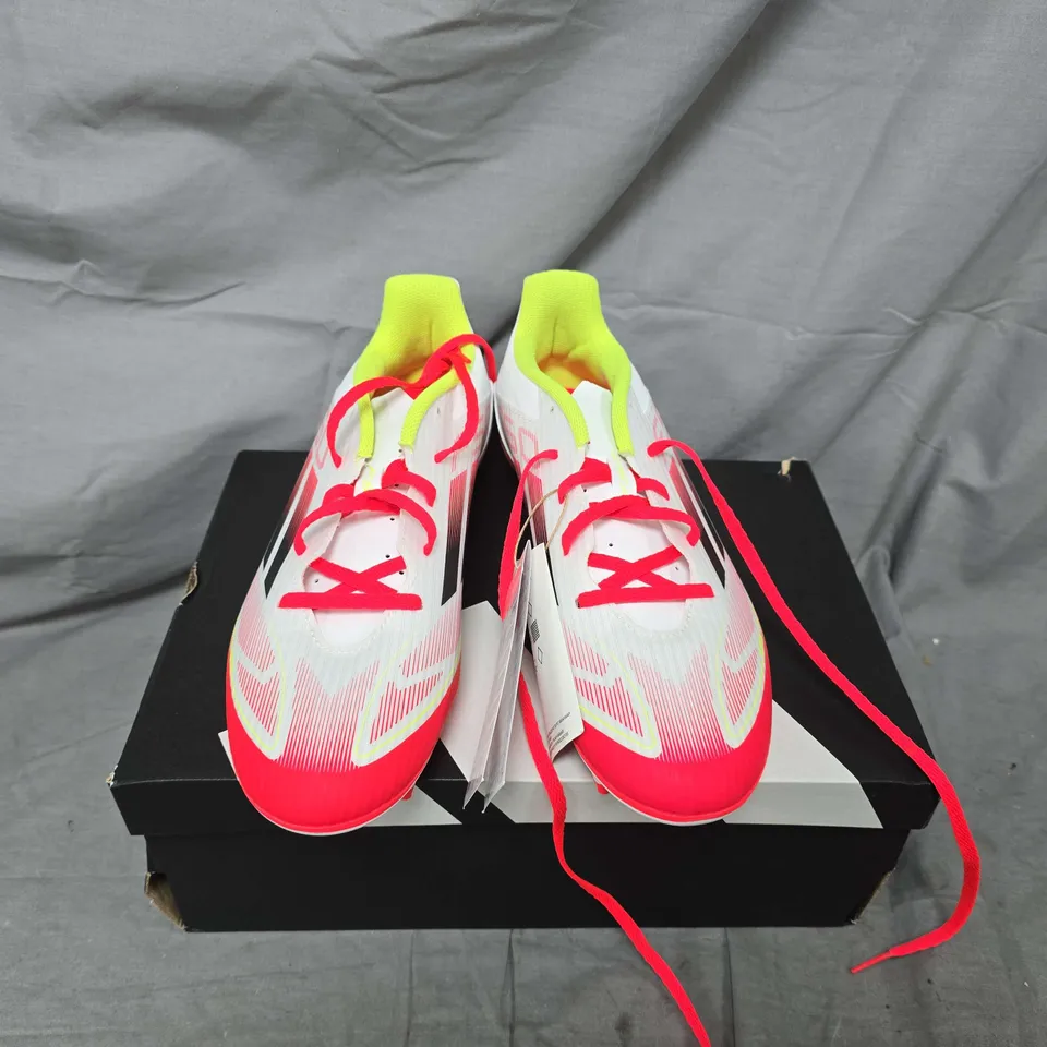 BOXED PAIR OF ADIDAS F50 CLUB FG BOOTS IN WHITE MULTI - UK 10