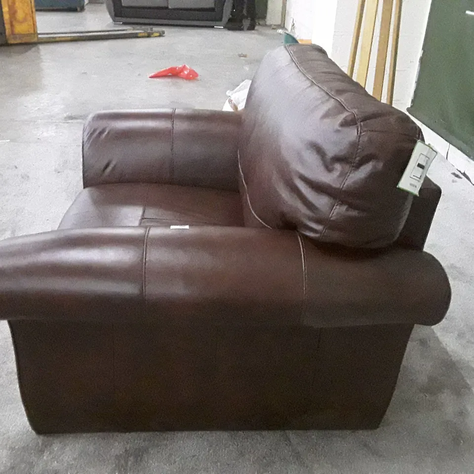 QUALITY DESIGNER VANTAGE ARMCHAIR- BROWN LEATHER