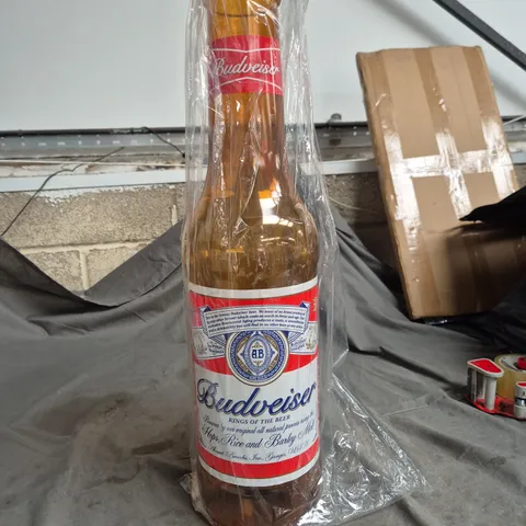 BUDWEISER BEER BOTTLE MONEY CONTAINER β PLASTIC WRAPPED