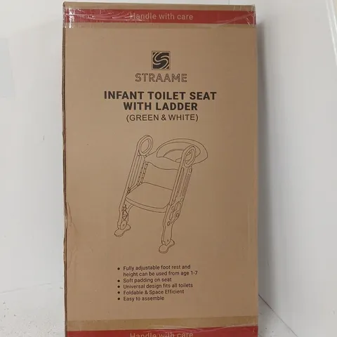 STRAAME INFANT TOILET SEAT WITH LADDER – GREEN & WHITE (BOXED)