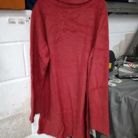 ASOS DESIGN CURVE SUPERSOFT FLUFFY ROLL NECK MINI JUMPER DRESS RUST SIZE 20
