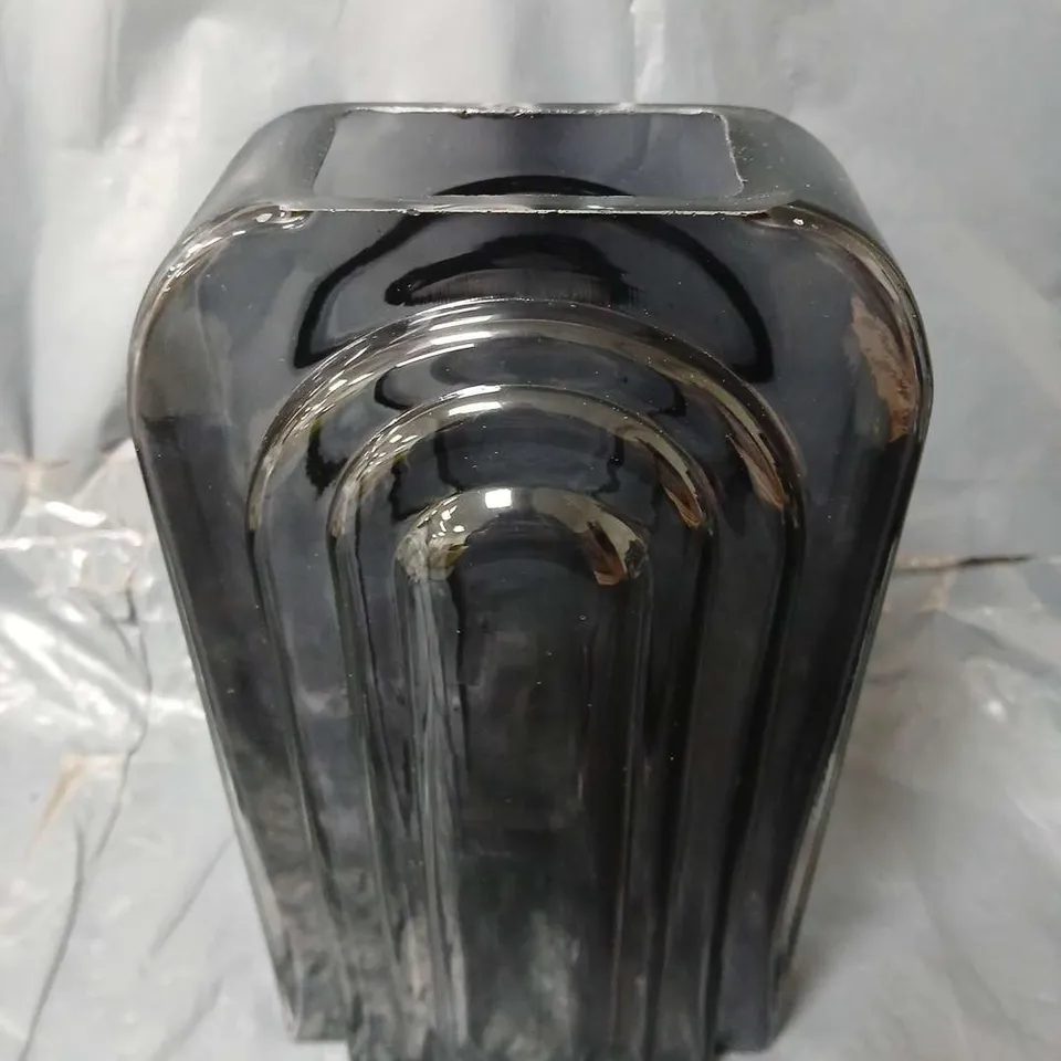 SMOKED GLASS CURVED VASE - COLLECTION ONLY