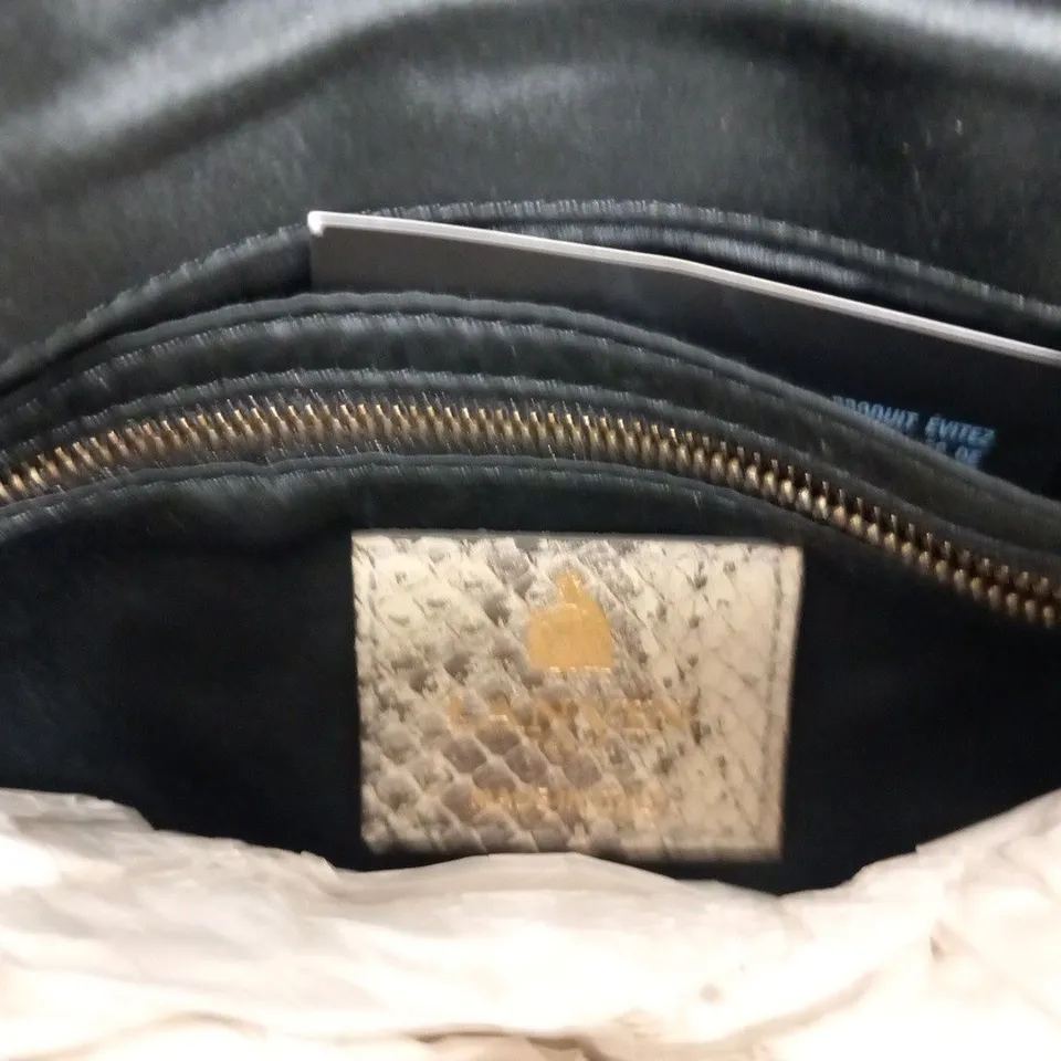 LANVIN POPLA CREAM METALISED PYTHON CLUTCH