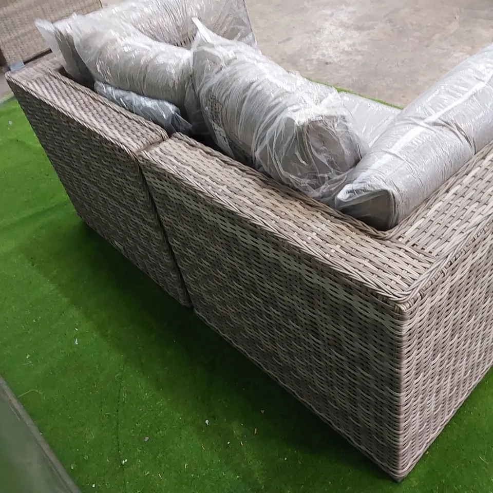 FLORIDA 2-SEATER MODULAR GREY RATTAN SOFA WITH CUSHIONS 