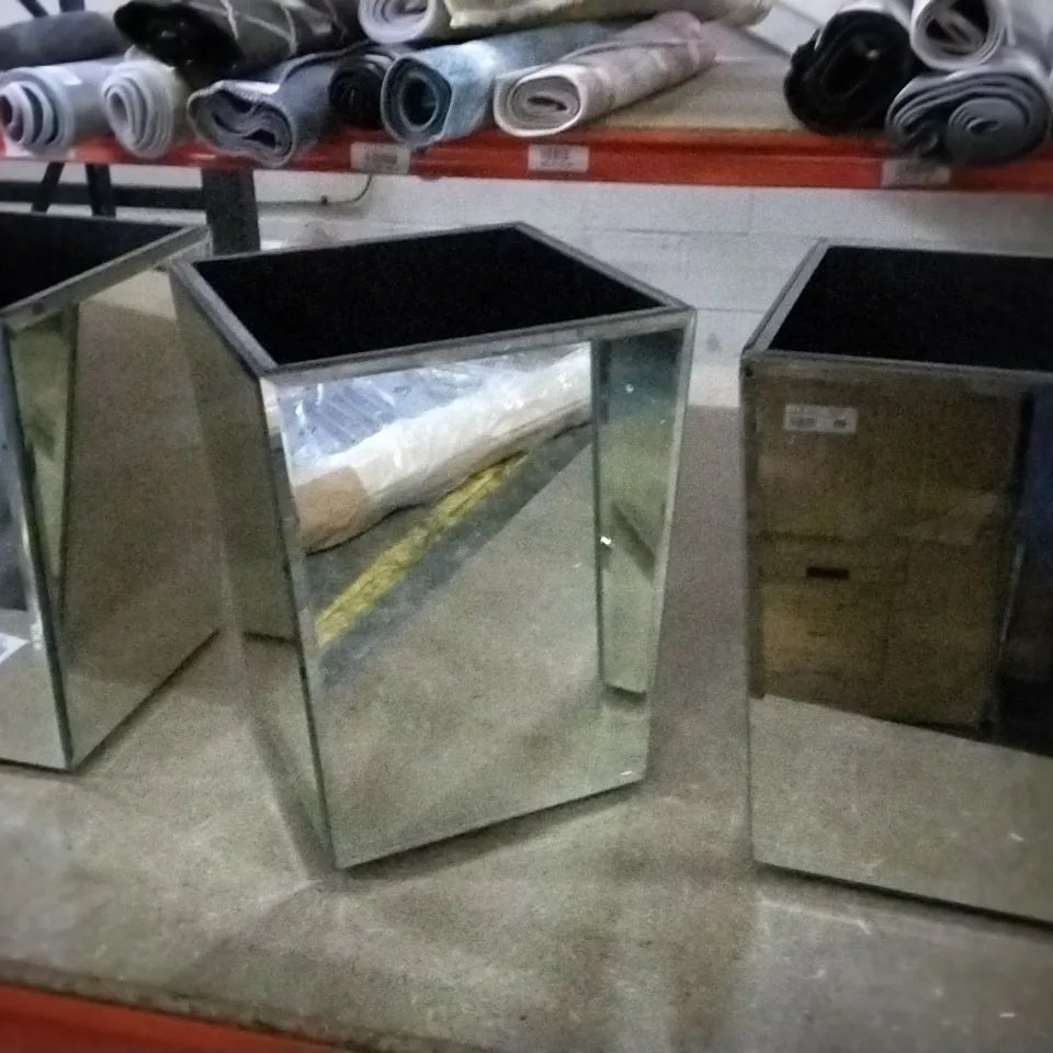 THREE VENETIAN GLASS STYLE SMALL WASTE BINS