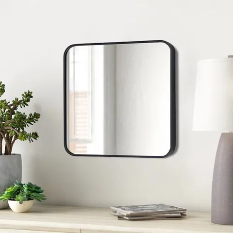 BOXED LAFATA METAL FRAMED WALL MOUNTED BATHROOM MIRROR IN BLACK ( 1 BOX )