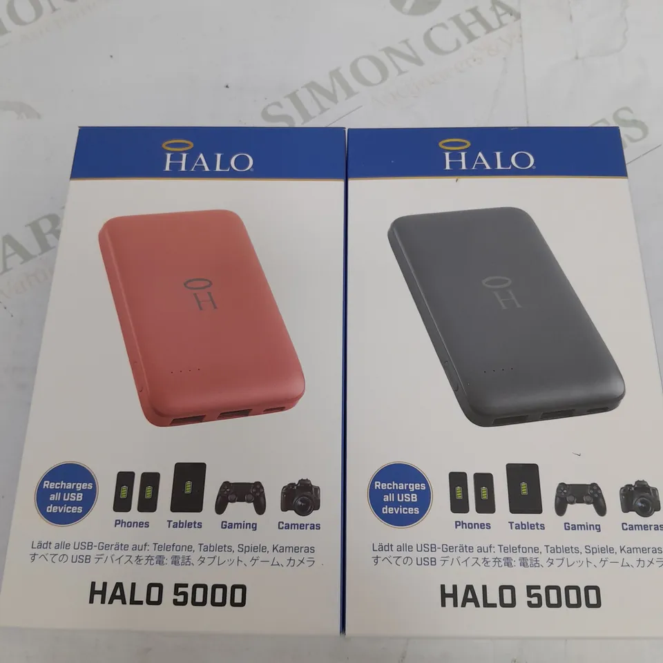 BOXED SET OF 2 HALO 5000MAH PORTABLE CHARGERS