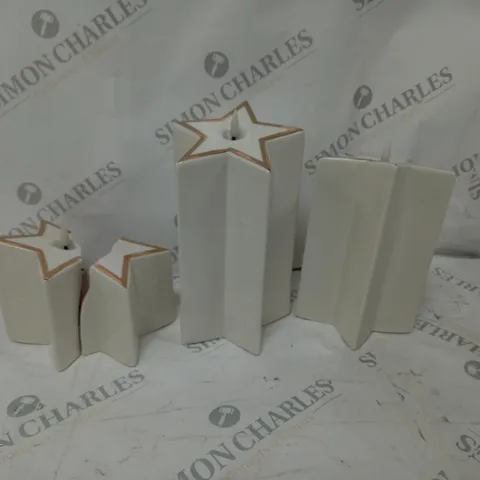BOXED SET OF 3 PRE-LIT WHITE STAR CANDLES 