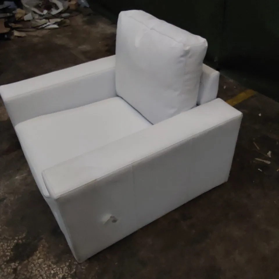 DESIGNER FAUX LEATHER ARMCHAIR IN WHITE